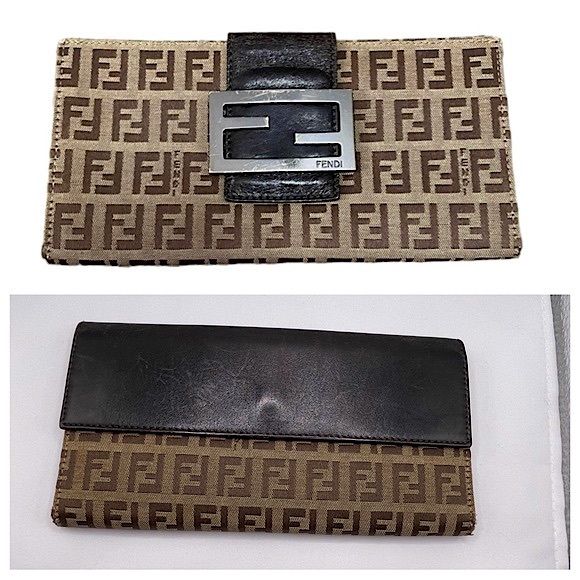 Fendi Zucchino Canvas Logo Buckle Flap Wallet - Picture 2 of 16